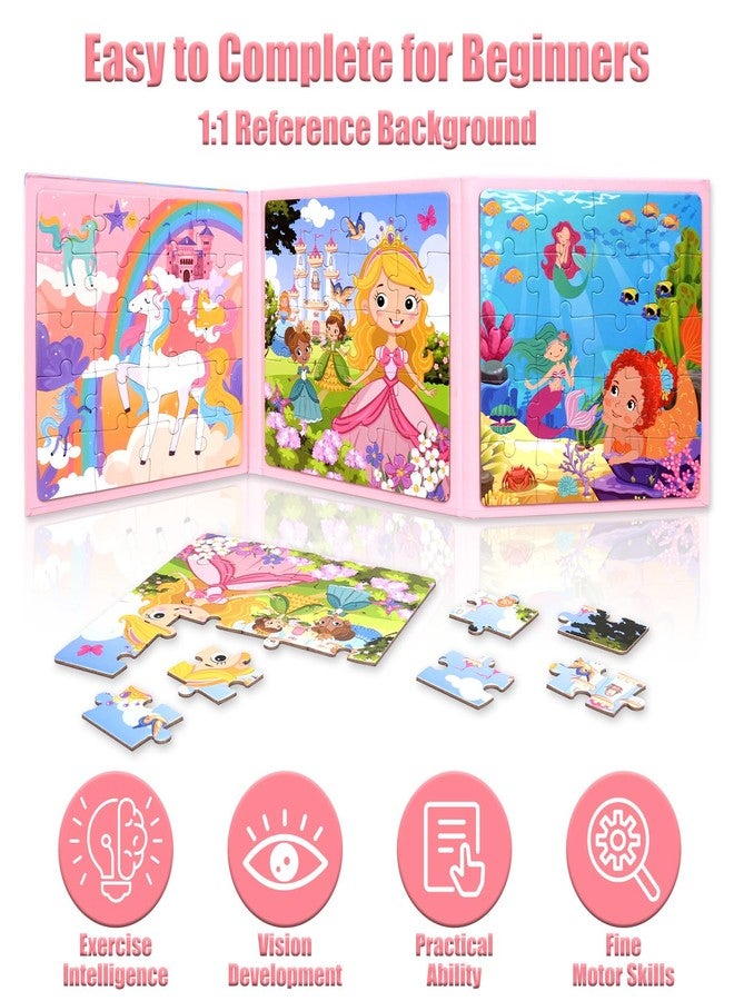 Cosomia Unicorn Princess Mermaid Magnetic Puzzles for Kids Ages 3-6, 3x20 Pieces Travel Games for Car Airplane Road Trip, Activities Toys Gifts for Toddlers Boys Girls - Image 3